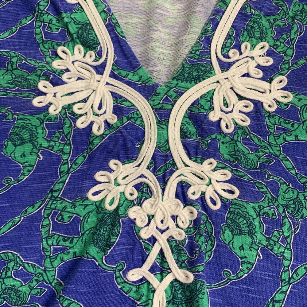 Lilly Pulitzer Hoodie Tunic Women Sz S Noelle Blue Loopy Elephants Artsy… - Picture 3 of 10